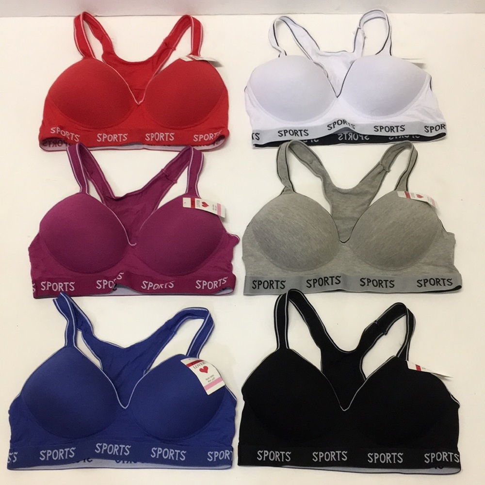 NWT Set of 6 Cotton Sports Bra B C D Cup